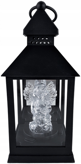 Čierna lampa Anjelik na hrob - dekoratívne LED osvetlenie